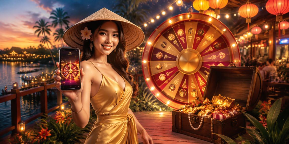 Người đội nón lá tham gia chương trình rút thăm may mắn và khuyến mãi tại Phú Quốc